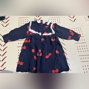 Mini Rodini Navy Dress with Cherry Print